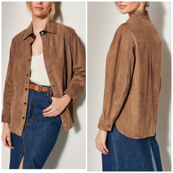 Andrea Viccaro Jackets & Blazers - Andrea Viccaro Jacket Womens Brown Suede Leather button up jacket, size S NWT
